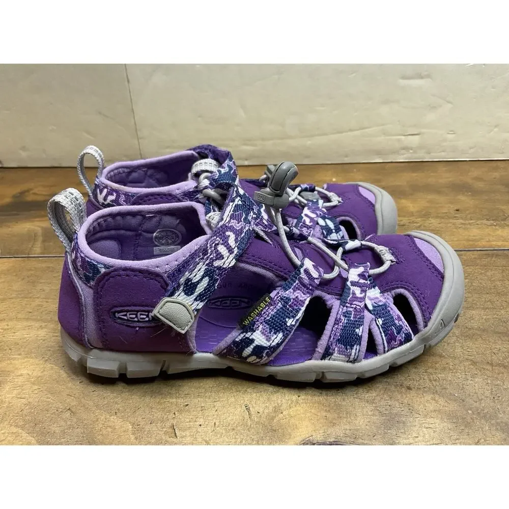 KEEN Seacamp II CNX Sandals Girls Youth Size 1 Purple Camo Water Shoes